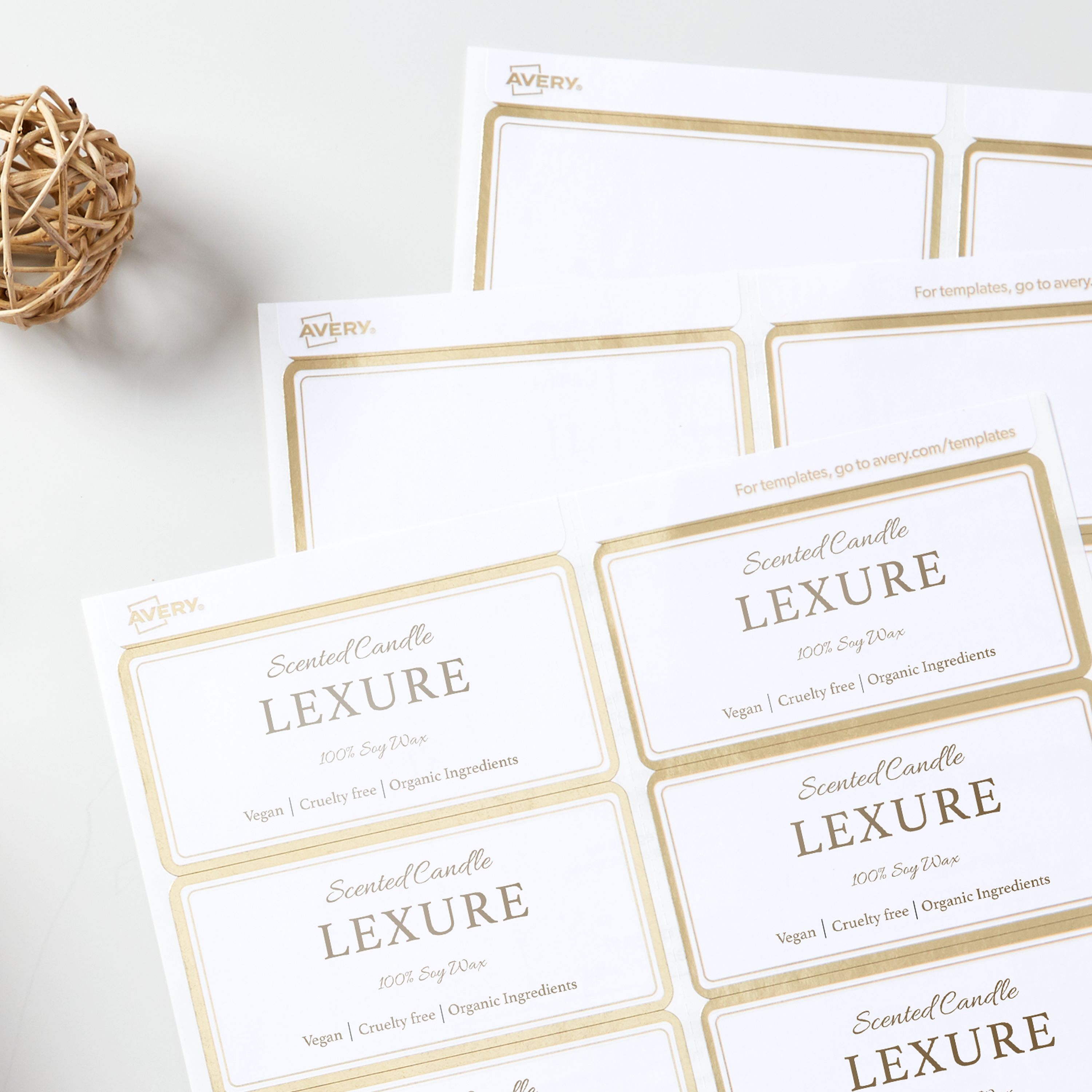 Metallic Gold Border Labels, 2